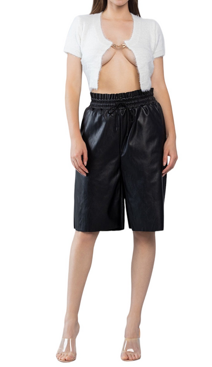 LEATHER SHORTS - BLACK