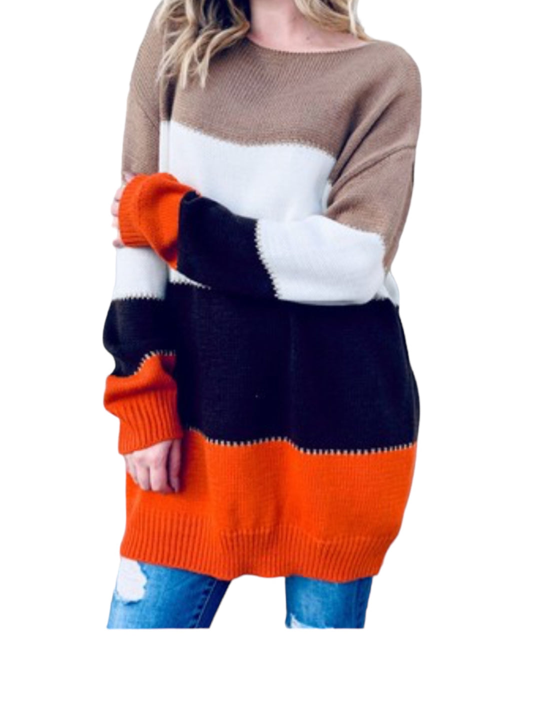 Multi Stripe Color Block Pullover Sweater - Boutique Salone