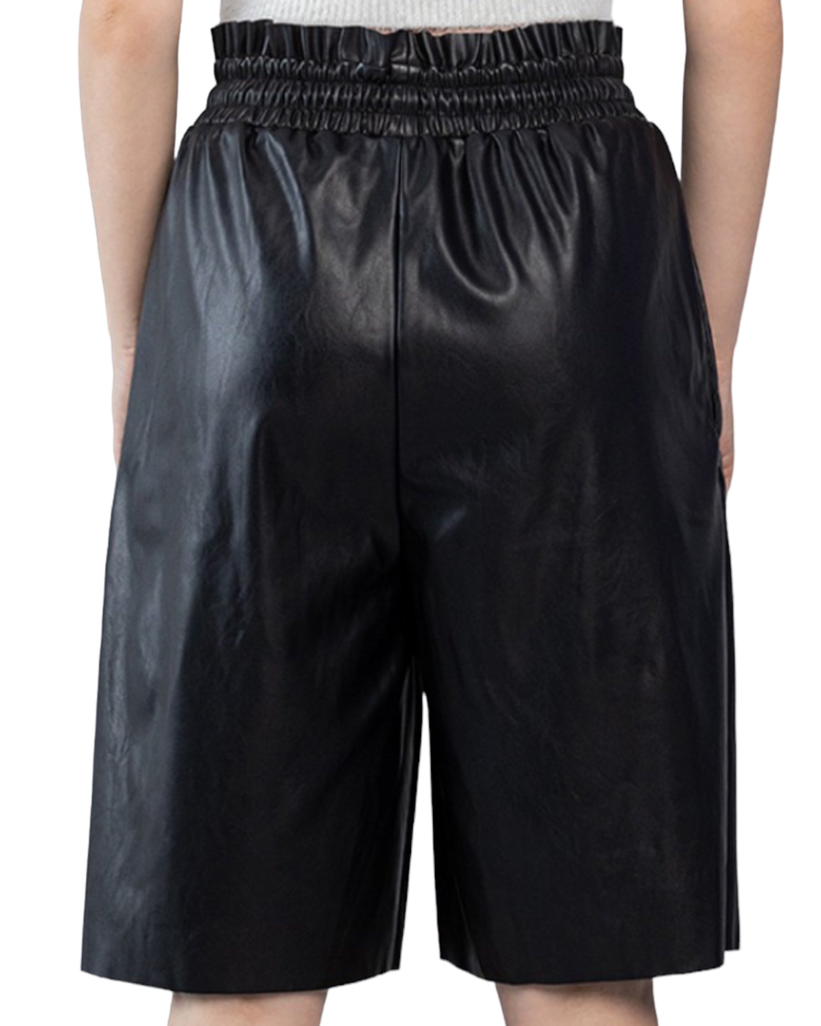 LEATHER SHORTS - BLACK - Boutique Salone